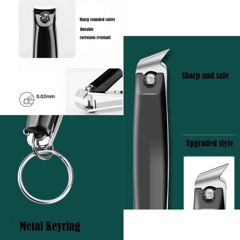 Nail Clipper Set - Durable 2 Pack Toenail & Fingernail Clippers for Men & Women | Black