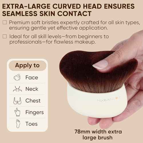 Extra Large Body Makeup Brush,Tanning Brush, Self Tanner, Foundation Bronzer Brush Cream Powder Liquid oil Applicator, Face Neck Leg Full Body Blending Brush(White)