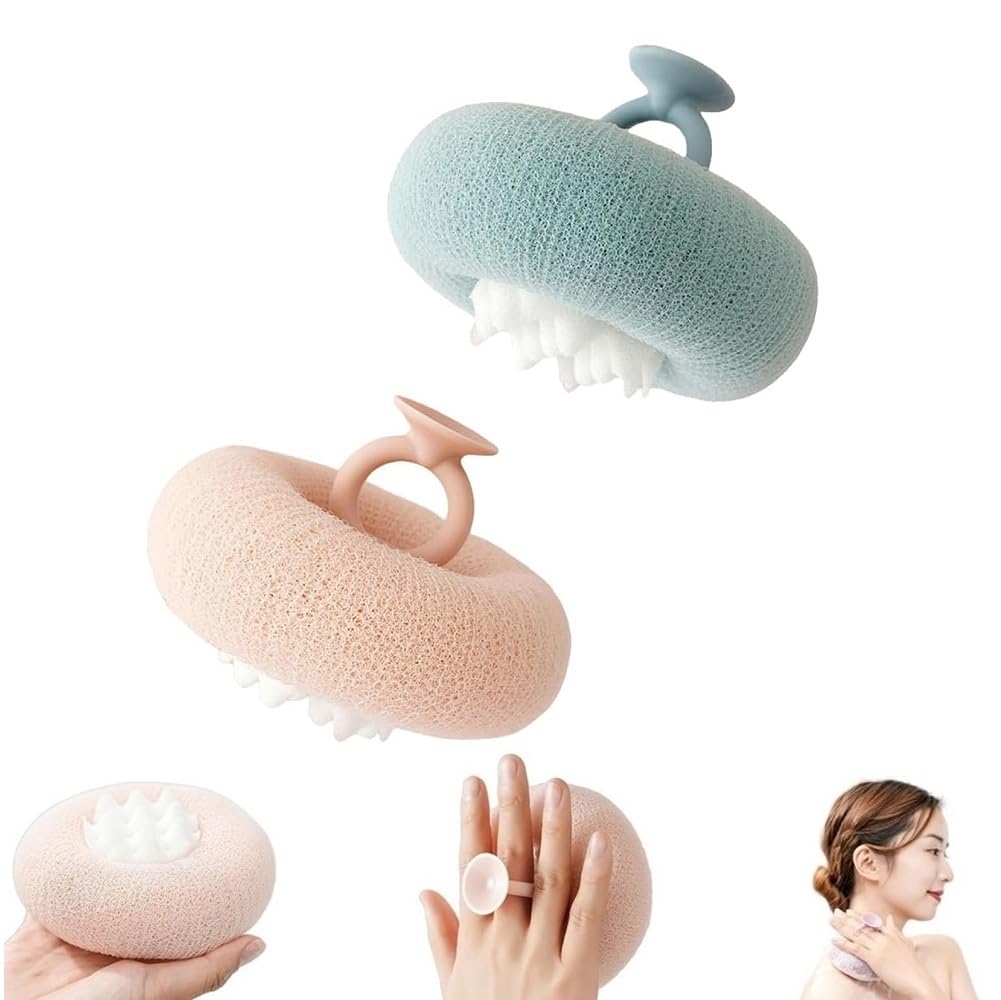 2 PCS 2-in-1 Sunflower Bath Ball Super Soft Sunflower Suction Cup Bath Ball Exfoliating Bath Sponge Cleaning Brush with Suction Cup Shower Sponges Bath Sponges Back Scrubber Shower Puffs