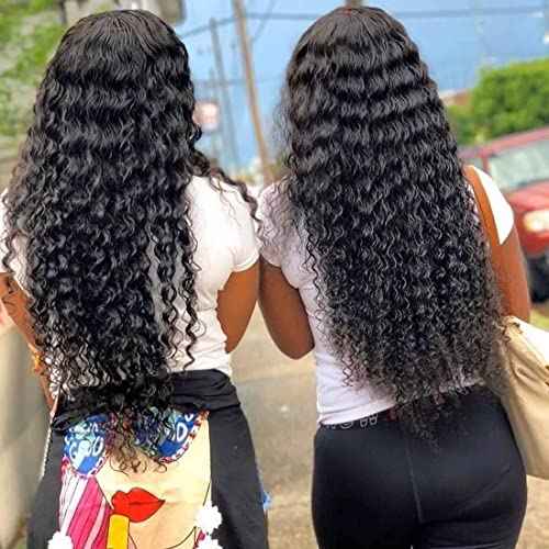 UNICE Deep Wave Human Hair Weave 1 Bundle 20 inch Unprocessed Brazilian Virgin Human Hair Sew in Extensions Natural Black Color Can be Dyed and Bleached