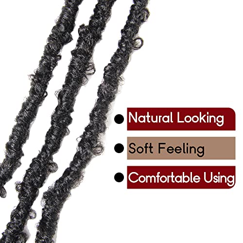 BOHOBABE 24 Inch Light Weight Butterfly Locs Crochet Hair 8 Packs Long Black Distressed Butterfly Faux Locs Crochet Hair, 1B