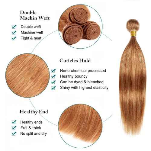 Blonde Straight Bundles P2730 Honey Blonde Bundles Human Hair 30 32 34 Inch 8A Brazilian Virgin Remy 3 Bundles Double Weft Soft Real Honey Brown Hair Extensions