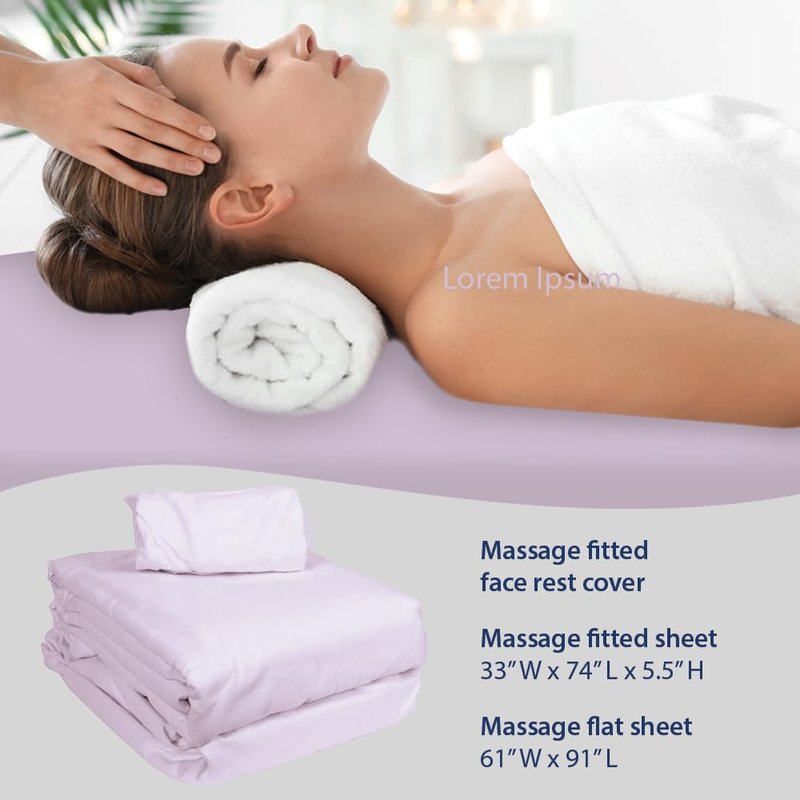 ForPro Premium Flannel 3-Piece Massage Sheet Set, English Rose, for Massage Tables, Includes Flat Sheet, Fitted Sheet and Fitted Face Rest Cover