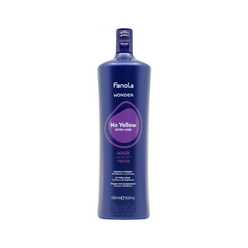 Fanola Wonder No Yellow Purple Hair Mask - Acidic pH Deep Conditioning Hair Mask for Blonde, Bleached & Grey Shades - Intense Violet Pigment Neutralizes Brassy Tones (33.8 Ounce)