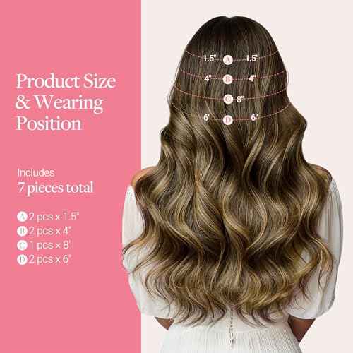 GOO GOO Genius Clip in Hair Extensions, 16inch 120g 7pcs, Seamless PU Clip in Hair Extensions, Virgin Real Human Hair, #(T2/6) P2 Dark Brown to Chestnut Brown