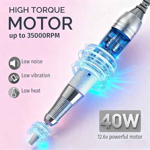 Electric Nail Drill Machine,Rechargeable 35000 RPM Nail Drill Portable E-File ,Nail FileTool for Women,Electric Acrylic Nail Tools ,Polishing,Nail Removing