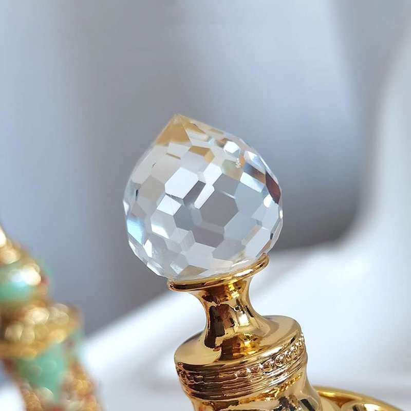 Rhinestone Empty Perfume Bottle - 10ML Refillable Dubai Style | Portable Gold Cosmetic Container