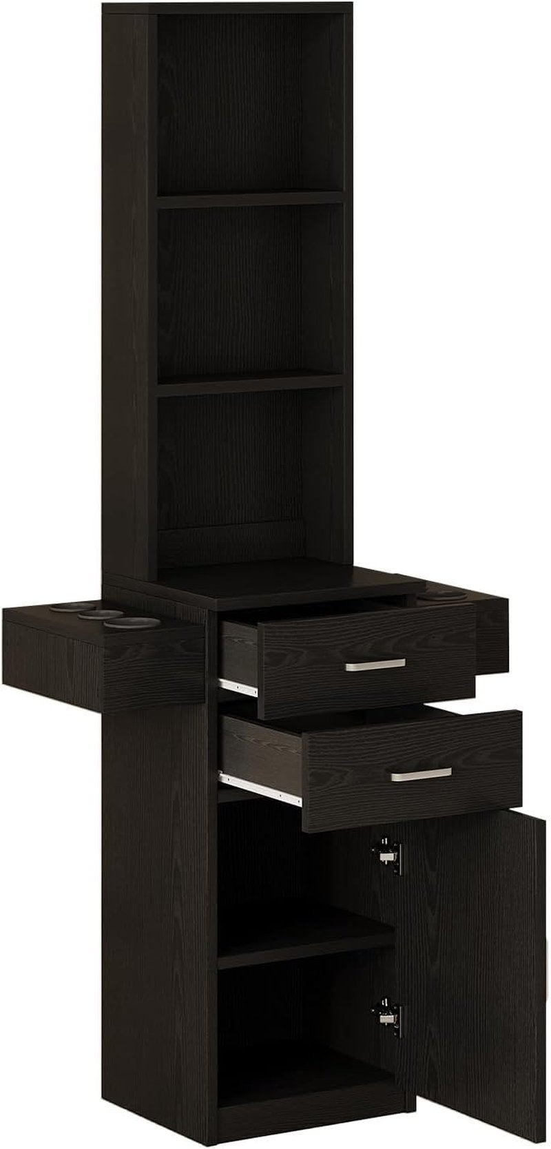 Salon Station for Hair Stylists - Black Barber Station with Hair Dryer Holder | Professional Hair Salon Equipment