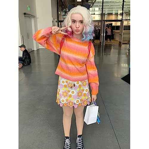 Enid Sinclair Wigs with Headband Curly Blonde Pink Blue Wigs for Halloween