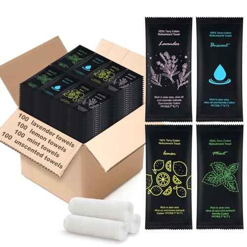 Moist Cotton Towel Bulk Moist Towelettes Individually Wrapped 8.7" x 8.7",White Towel Services,Refreshment Pre Moistened Towels Lavender Lemon,Mint and Unscented for Sport Party Spa (pack of 400)
