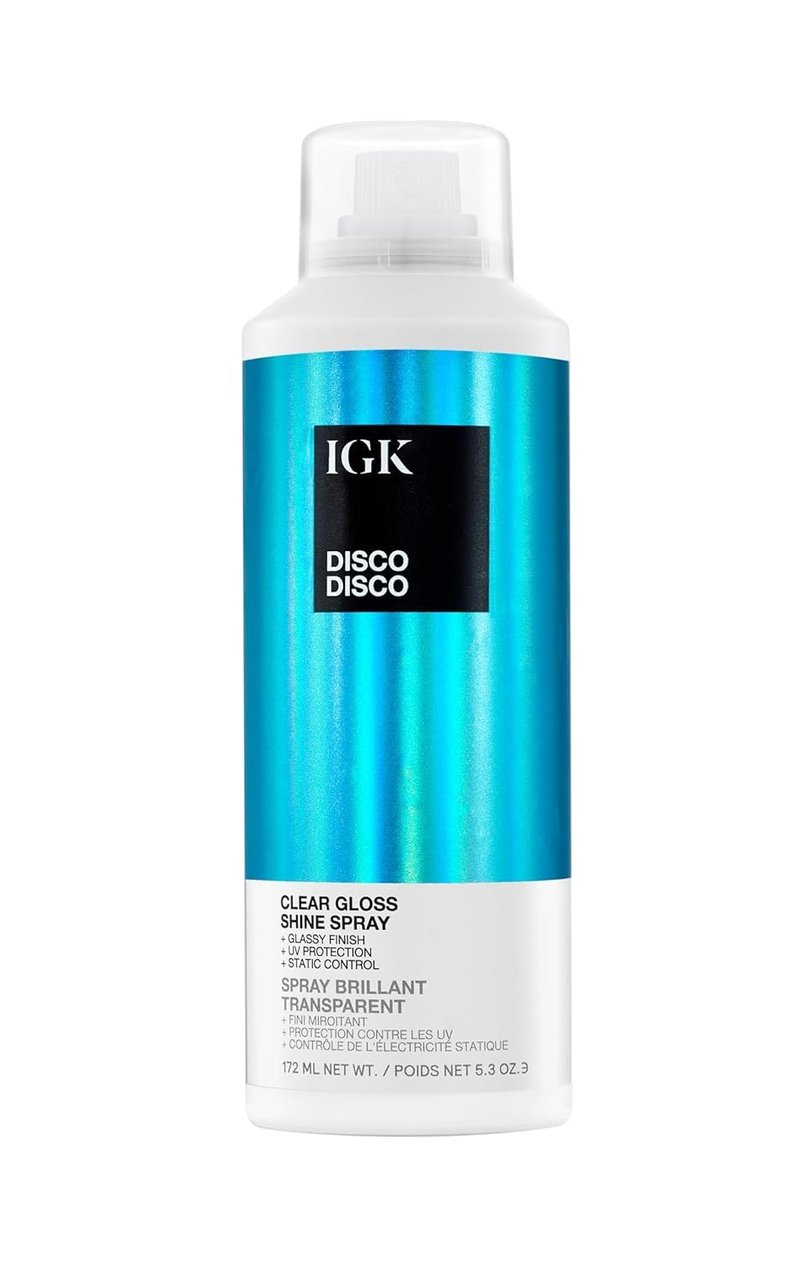 IGK Disco Disco Clear Gloss Shine Spray - High-Shine Finishing Spray with UV Protection | Vegan & Cruelty-Free