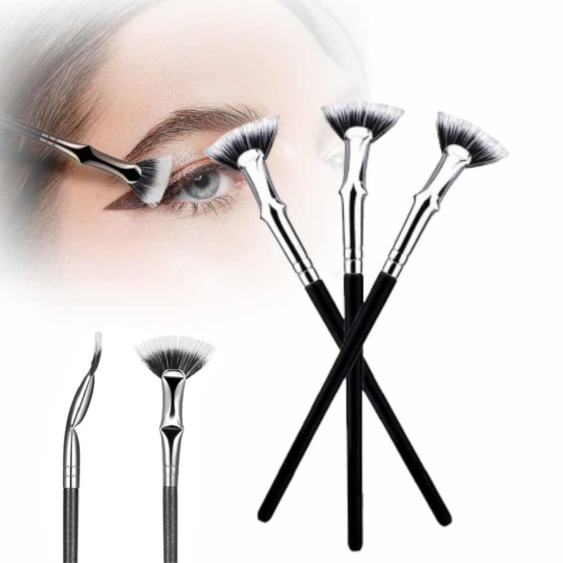 Folding Angle Scalloped Lash Brush, 2024 NEW Mascara Fan Brush for Lashes Eyelash Separator Tool, Eyelash Comb for Upper Lower Eye Lash Makeup Tools, Eye Makeup Fan Brush For Women (3 PCS)