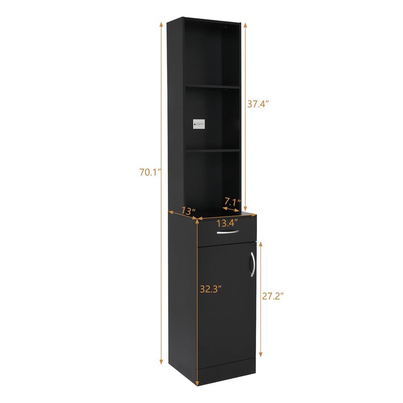 mefeir Salon Station, Barber Hair Stylist Storage Cabinet with Drawer, 5 Compartments & Shelf, Durable MDF, Organizer Equipment for Beauty Salon, Barbershop, Black