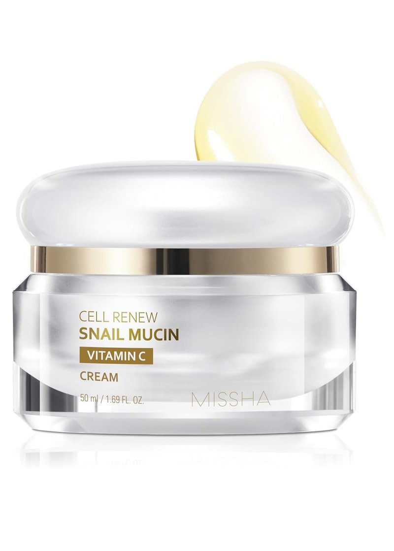 MISSHA Cell Renew Snail Mucin Cream - Hydrating Vitamin C Moisturizer for Improved Skin Texture | 1.69 Fl Oz