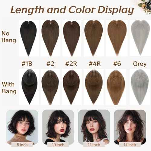 Rich Choices Hair Toppers for Women Real Human Hair Remy Hairs Toppers Hairpieces for Women with Thinning Crown Wispy Clip in Topper 12 Inch No Bang-#2R Chocolate Brown