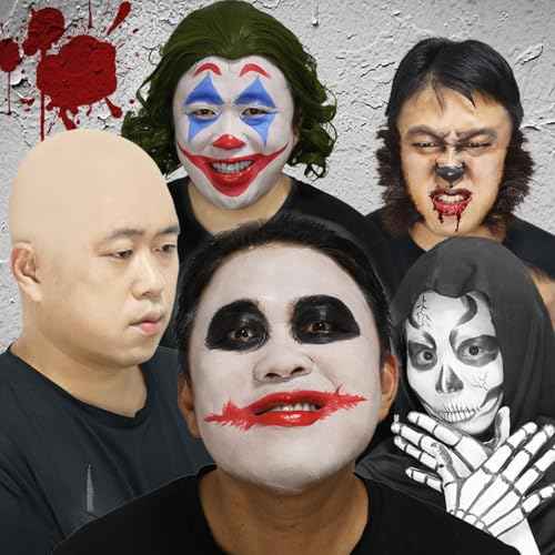 Halloween Bald Caps Costume Kit for Woman & Men - Realistic Latex Bald Cap with Adhesive Glue & Remover - Complete Makeup Set for Halloween, Zombie, Cosplay, Costume, SFX, Dress-Up Party