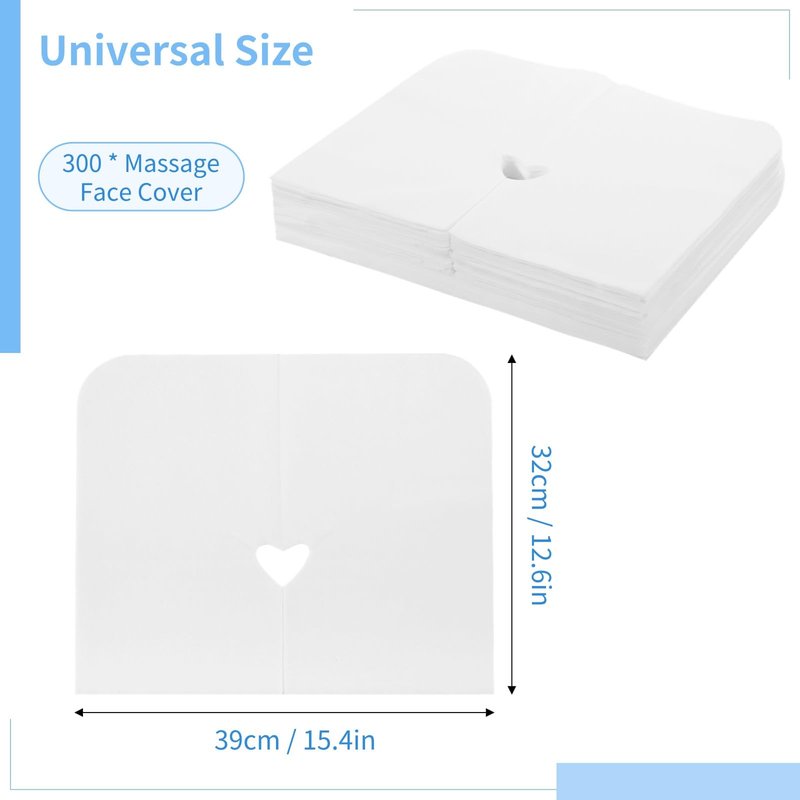 300PCS Disposable Face Cradle Covers, Disposable Massage Table Cover, Single Use Massage Bed Headrest Cushion Cover, Professional Massage Chair Face Cover for Skincare Beauty Salons