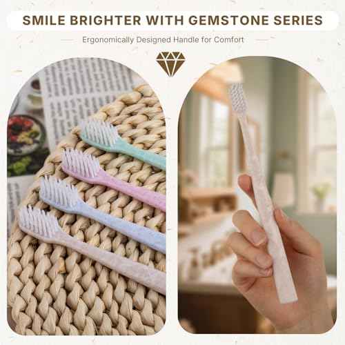 24 Pack Premium Disposable Toothbrush with Tongue Scraper ? Individually Wrapped Bulk Travel Toothbrushes, Soft Bristles for Guests, Hotel, Vacation Rental, Home & On The Go,4 Colors