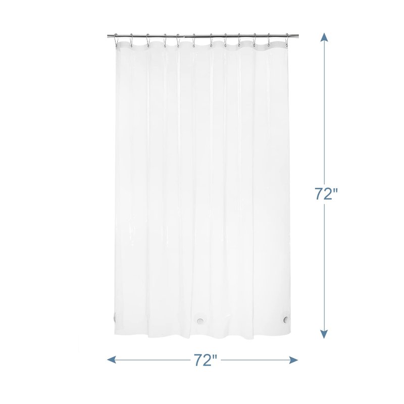 AmazerBath Heavy Duty Shower Curtain Liner 12 Gauge, 72 x 72 Inches Clear Shower Curtain Liner with 3 Clear Stones and 12 Grommet Holes, Weighted Plastic Shower Liner