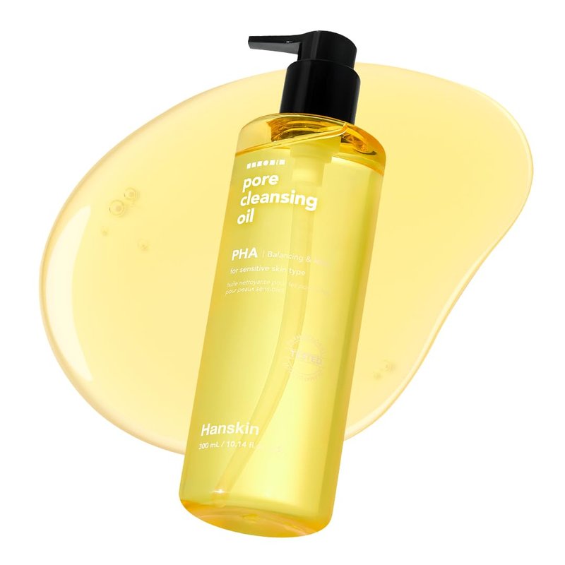 Hanskin PHA Pore Cleansing Oil - Korean Deep Pore Cleansing Makeup & Sebum Remover XL, Blackhead & Large Pores Cleanser for Sensitive Skin, Double Cleansing First Step, Plant-Based Care, 10.14oz