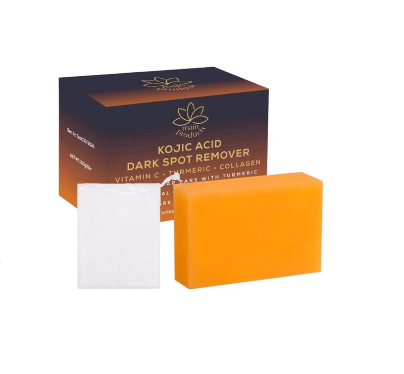 Main Products Kojic Acid Dark Spot Remover Soap Bars with Vitamin C, Retinol, Collagen, Turmeric - Original Japanese Complex Infused with Hyaluronic Acid, Vitamin E, Shea Butter, Castile Olive Oil
