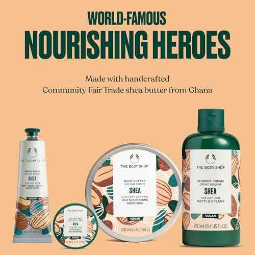 The Body Shop Shea Collection Gift Set - 4 Piece Set, Shower Cream, Body Butter, Lip Butter, Hand Balm, Vegan