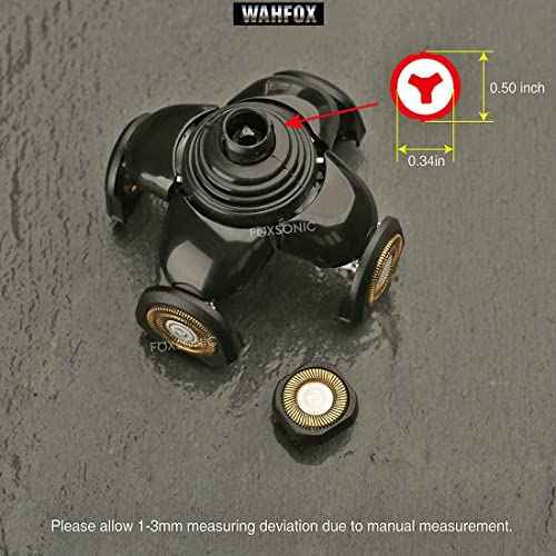 WAHFOX Universal 3 Pcs 5 Blades Shaver Heads for Head shaver and Other Brands Head Shaver, Black+gold