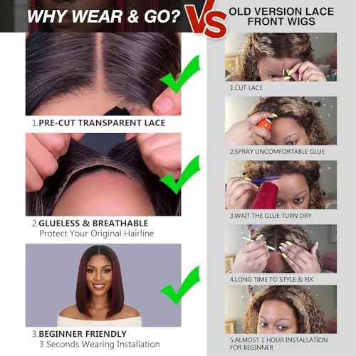 Highlight Burgundy Lace Front Bob Wig Human Hair for Black Women 5X5 Highlights 1bRed Lace Front Straight Bob Cut Wigs Glueless Unprocessed Brazilian Virgin Hair