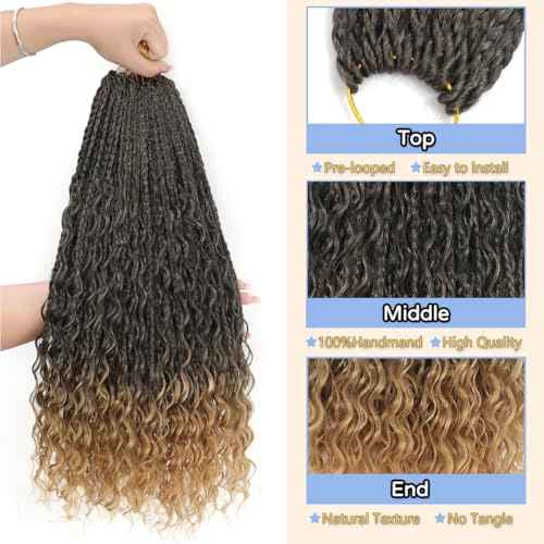 14 Inch Boho Box Braids Crochet Hair Goddess Box Braids Crochet Hair 8 Packs Boho Box Braid Synthetic Bohemian Braid for Women