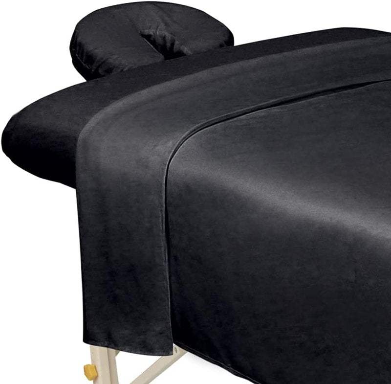 ForPro Professional Collection Microfiber Massage Sheet Set - Ultra-Light, Stain & Wrinkle-Resistant, Black | 3-Piece Set