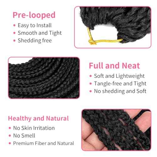 Crochet Box Braids 14 Inch 6 Packs 144 Strands Goddess Box Braids Crochet Hair Pre looped Crochet Hair for Black Women (14 Inch 1B)