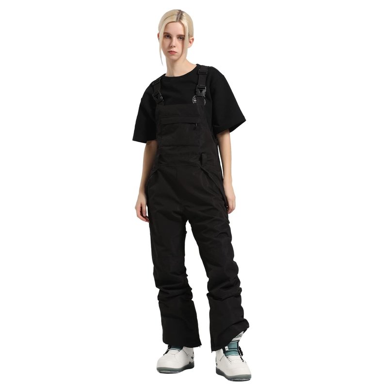 HIEEKDER Women's Ski Bibs Snowboard Pants Snow Bib Tight Overalls Outdoor Ski Pants Waterproof Insulated Ripstop Black Small