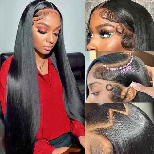 24 Inch Straight Wigs Human Hair 200 Density 13x6 HD Lace Front Wigs Human Hair Pre Plucked Straight Lace Front Wigs Human Hair 13x6 Straight Frontal Wigs Human Hair