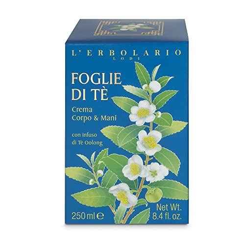 L'Erbolario Body and Hand Cream - Toning and Moisturizing Hand Lotion for Women and Men with Cocoa Butter - Citrus Floral Scent - Tea Leaves - 8.4 oz