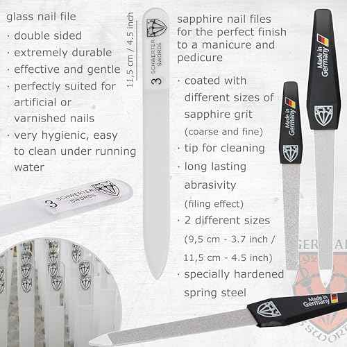 3 Swords Germany - brand quality 16 piece manicure pedicure grooming kit set for professional finger & toe nail care scissors clipper synthetic leather case, Made in Germany