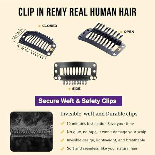 Curly Clip in Hair Extensions,Real Human Hair Afro Kinky Curly Clip in Hair Extensions for Women,Remy Human Curly Clip ins Human Hair 8 Pcs with 20 Clips,18 inch