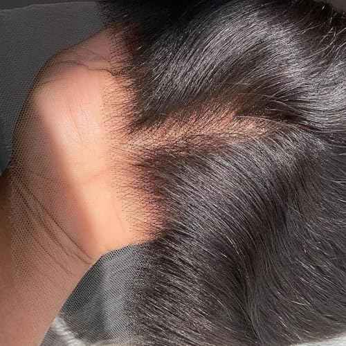 13x6 Skinlike Real HD Lace Frontal Only Straight Ultra Thin Invisible Lace Virgin Human Hair Front Pre Plucked Natural Hairline Sew In Frontal Closure Piece 18 Inch Natural Black