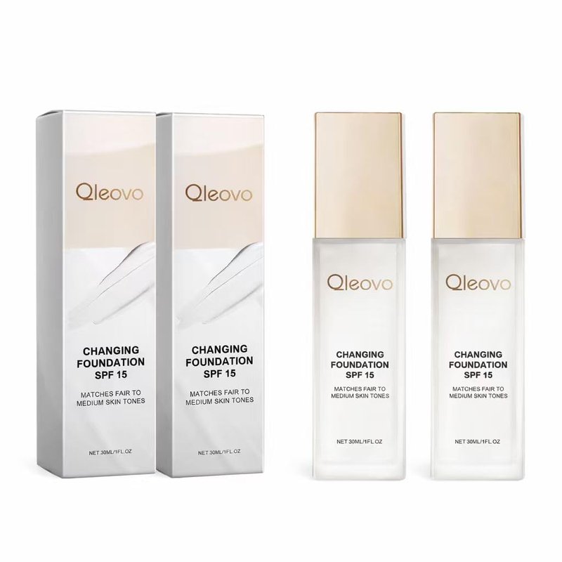 Qleovo Luxe Color Changing Foundation for Mature Skin Smart Makeup, Hydrating Lightweight Repair Cream, Natural Flawless Coverage for All Skin Tones (2 bottle)