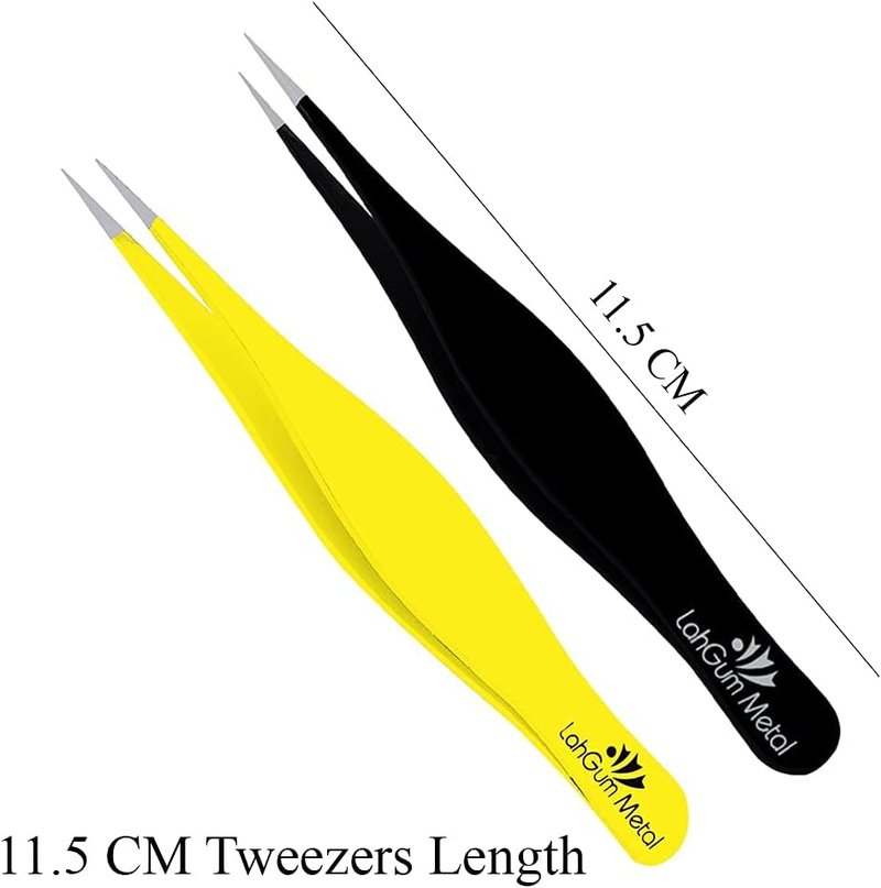 Precision Fine Point Tweezers for Ingrown Hair Removal - Extra Thin Stainless Steel Facial Hair Remover