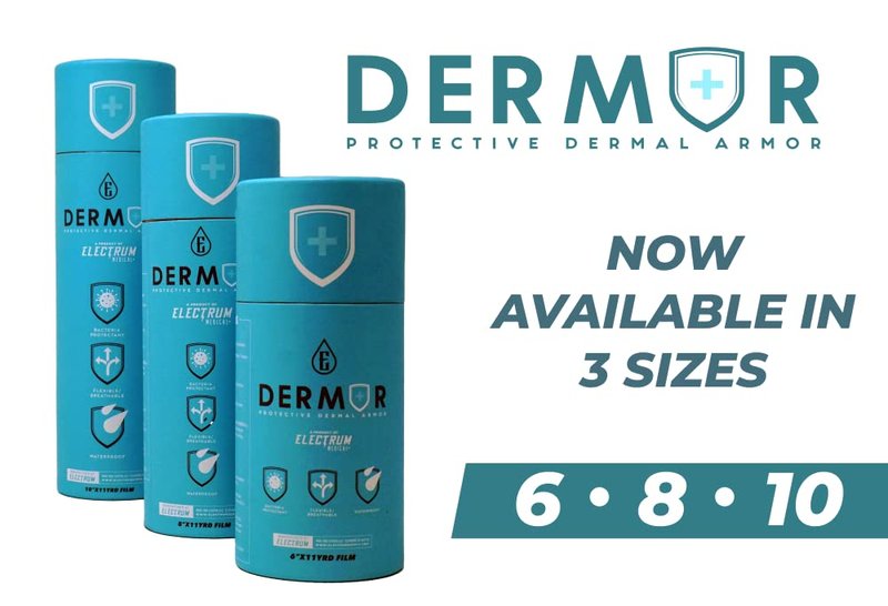 Electrum DERMOR Protective Dermal Armor Tattoo Aftercare Bandage Roll - Waterproof Transparent Film Latex Free Adhesive Bandage / 6 x11 YD, Up to 100 Applications,DERMOR6X11