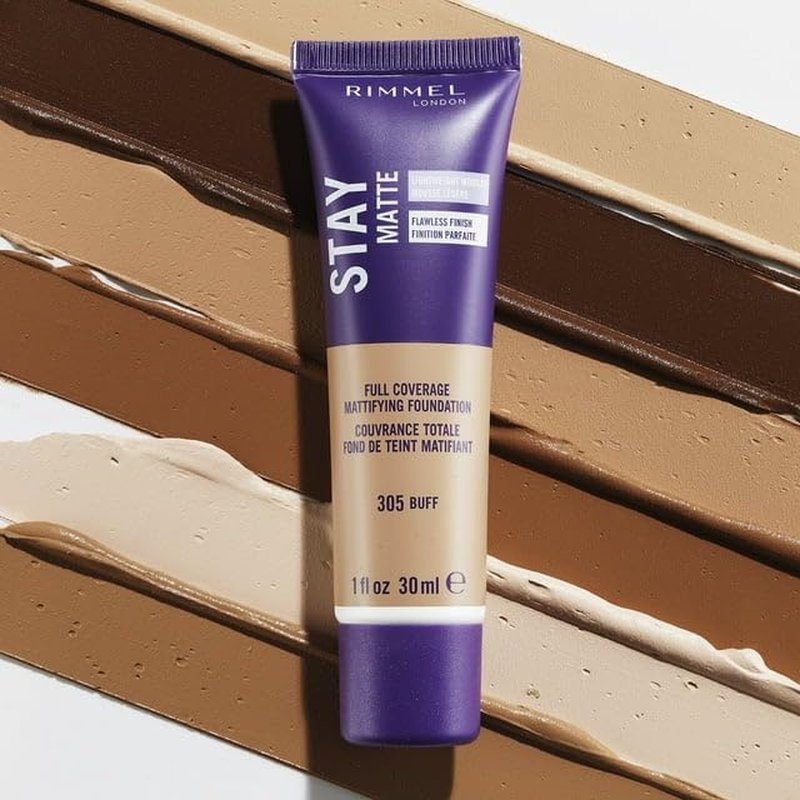 Rimmel London Stay Matte Liquid Mousse Foundation - Lightweight, Shine Control, Oil-Free | 300 Sand, 1oz