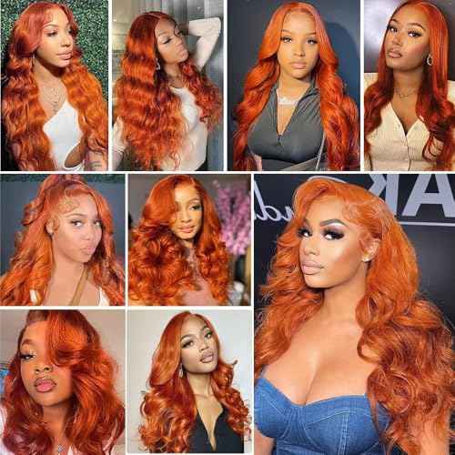 30 32 34 inch orange human hair ginger body wave bundles brazilian unprocessed virgin hair color #350 body wave bundles human hair