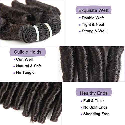 Molefi Brazilian Funmi Hair 3 Bundles burmese curly bundles human hair Short Curly Weave 9A Unprocessed Brazilian Human Hair Extensions 100g/pc Full Head Natural Color (10" 12" 14")
