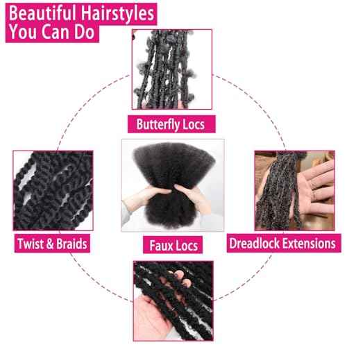 Afro Kinkys Bulk Human Hair For Braiding Afro Kinky-Curly Human Hair Bulk For Mini Twist Hair 22Inchs 50g/pack Bulk Human Braiding Hair For Micro Locs Extensions (1B, 22Inchs,50g/pack)
