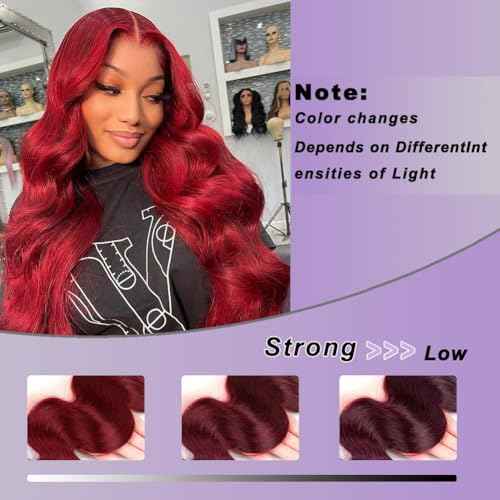 Burgundy Body Wave Bundle 28Inch Brazilian Hair Wine Red Body Wave Human Hair Bundles Hair Extensions