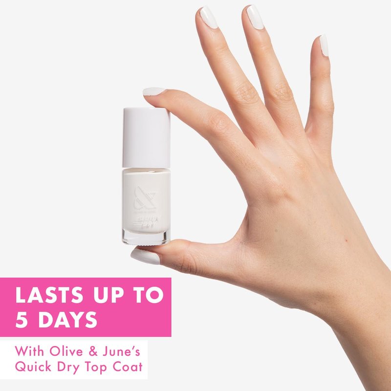 Olive & June Quick Dry Nail Polish - Swan Opaque White | Vegan, Smudgeproof & Lasts Up to 5 Days