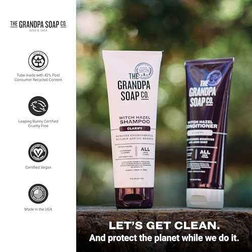The Grandpa Soap Company Claryfying Witch Hazel Shampoo - Removes Buildup, With Witch Hazel & Lavender Flower, For All Hair Types, Vegan, Sulfates and Parabens Free, 8 Fl Oz 2 Pack