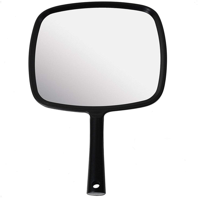 MIRRORVANA Hand Mirror with Ergonomic Handle - Handheld Mirror for Makeup, Home Haircuts, Dental and Barber Use, 8” x 11” (Black)
