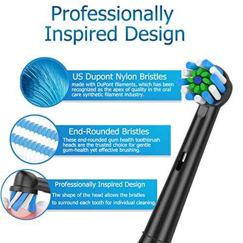 Replacement Brush Heads Fit for Braun Oral b, Compatible with Oral-B Pro 1000/2000/3000/5000/6000 Smart and Genius Electric Toothbrush, 12 Pcs (Black)