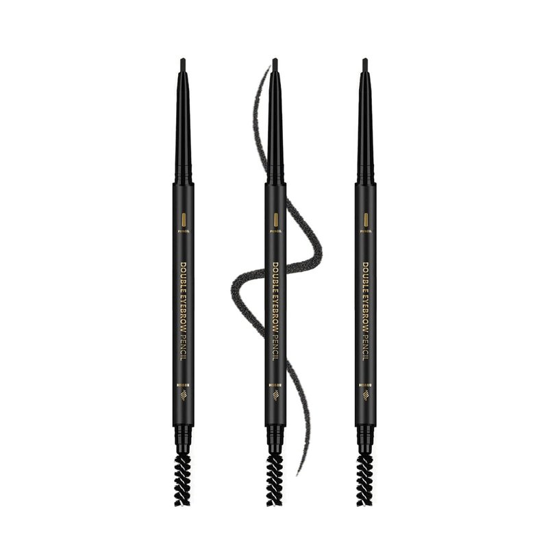 O'CHEAL 3Pcs Black Eyebrow Pencil, Premium Eye Brow Pencil with Spoolie Brush, Longwearing for Perfect Brows, Professional, Precision, Defines, Universal Waterproof Double-ended Eyebrow Pen for Women
